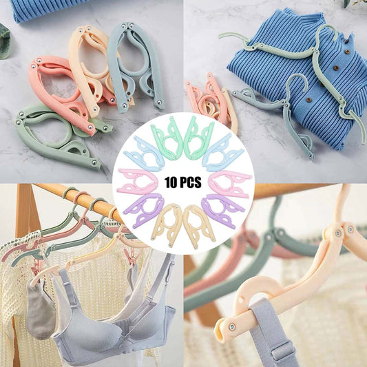 10 Pcs Plastic Travel Hangers - Portable Foldable Clothes Drying Rack for Travel