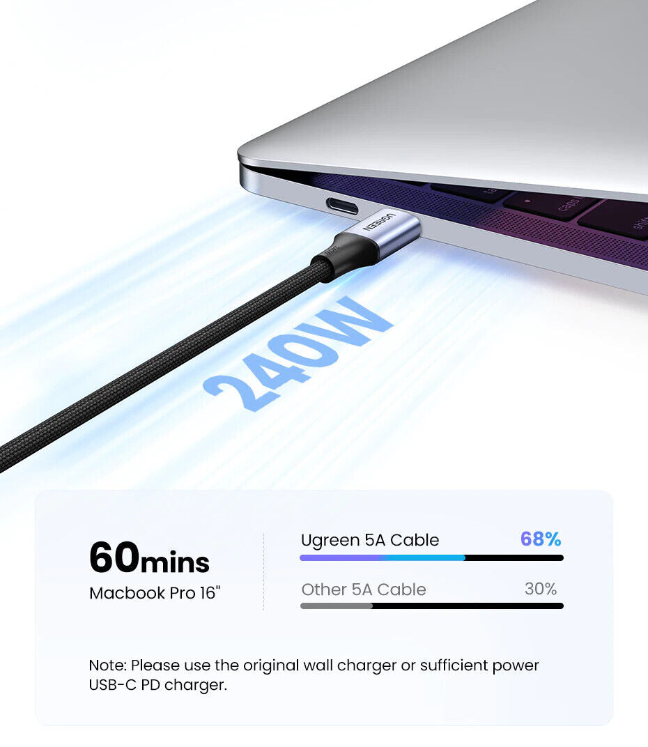 Ugreen 240W USB C to USB C Fast Charger Cable 48V/5A PD3.1 Charging Data